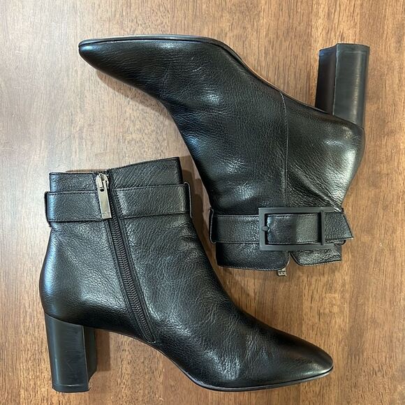 Aquatalia Vanie Black Weatherproof Leather Ankle Boots Made In Italy Women’s 7.5 - Picture 6 of 10